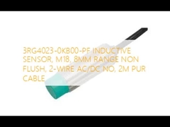 3RG4023-0KB00-PF Sensore induttivo, M18, 8MM RANGE NON FLUSH, 2-WIRE AC/DC NO, 2M PUR CABLE