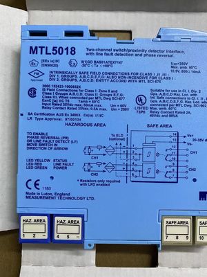 MTL5018 INTERFACCIA PER INTERRUTTORE/RIVELATORE DI PROSSIMITÀ A Due Canali, Con Rilevamento Guasti di Linea E Inversione di Fase